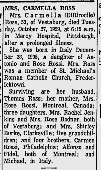 Carmella Dirocile obit